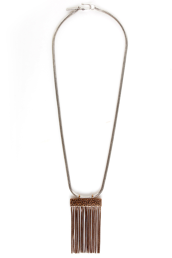 Mink Pink Snake Charmer Fringe Necklace