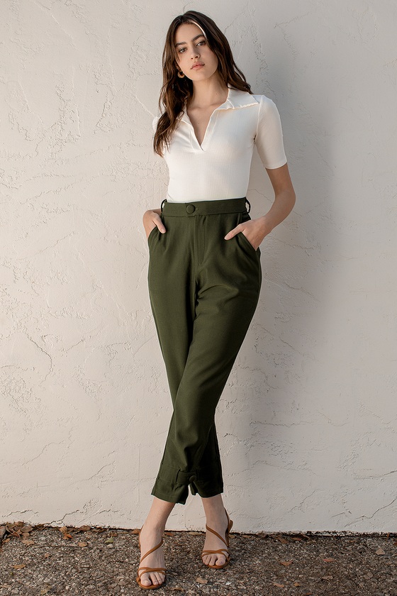 dark green high waisted pants