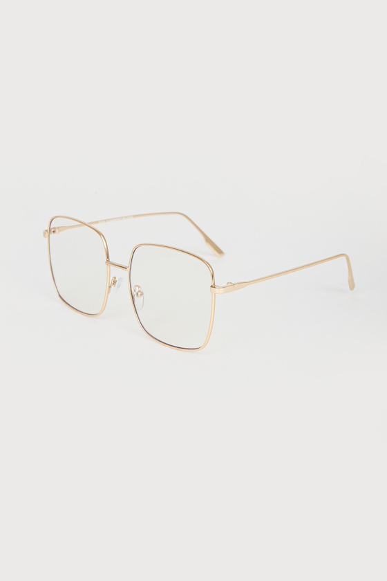 Take a Look Gold Oversized Square Blue Light Glasses 1