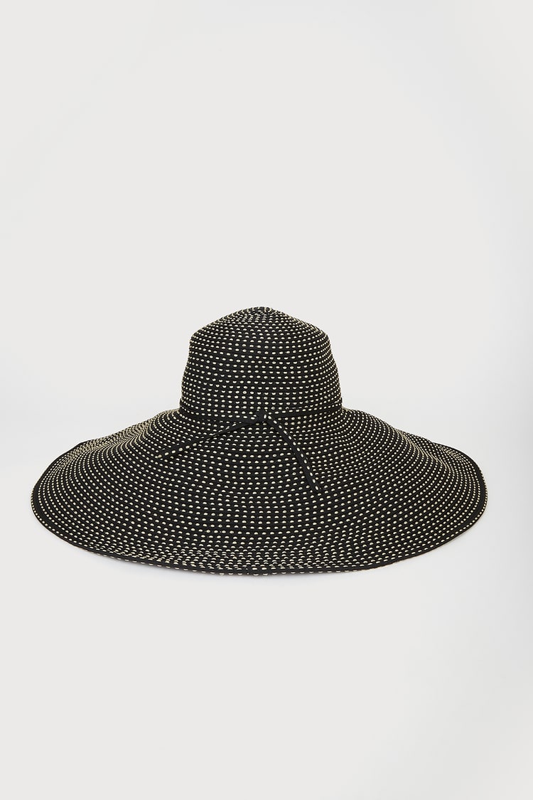 Weekend Under the Sun Black Floppy Oversized Packable Sun Hat
