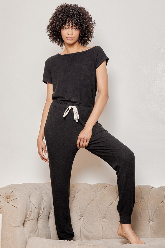 black off the shoulder jumpsuit