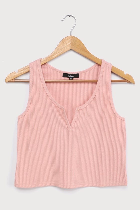 Blush Lounge Tank - Cropped Tank Top - Ribbed Lounge Tank Top - Lulus