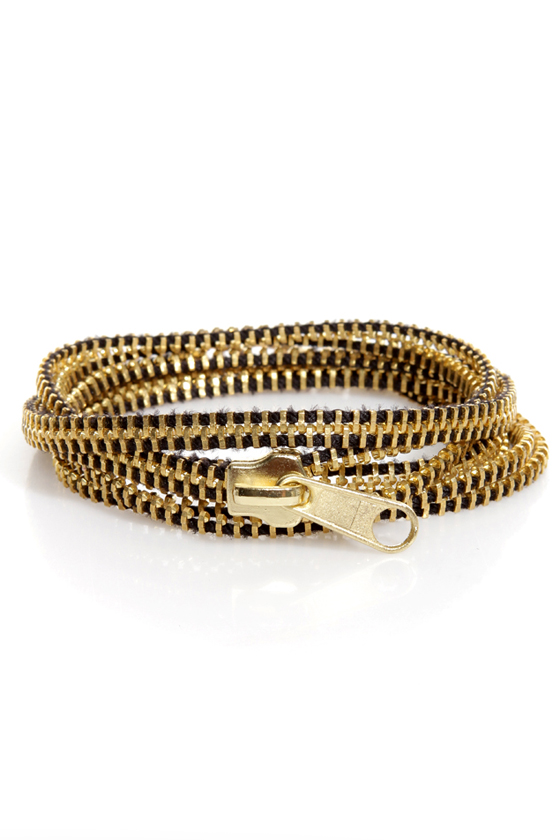Zip Captain Gold Zipper Wrap Bracelet