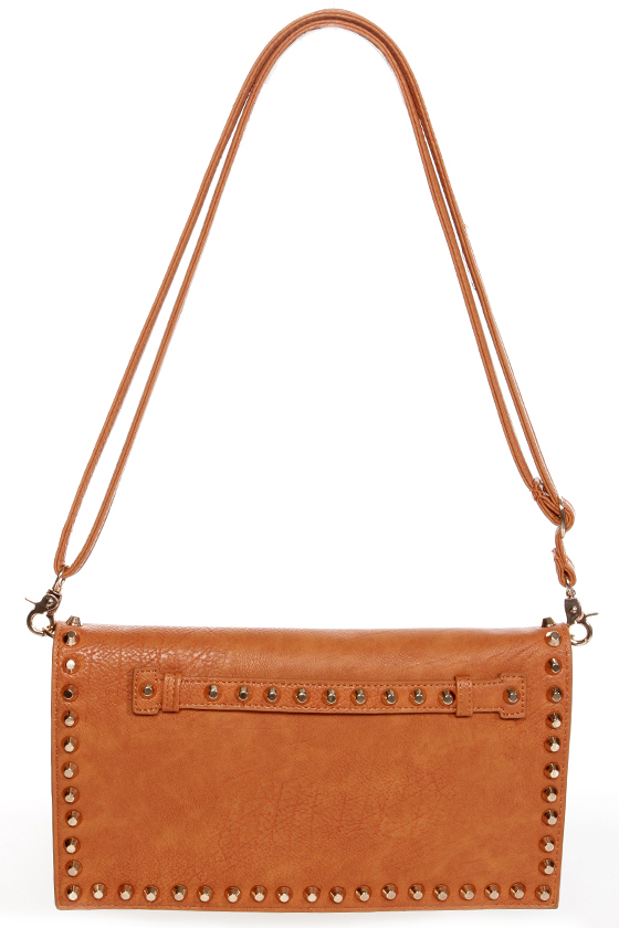 Surrounded by Studs Tan Studded Clutch
