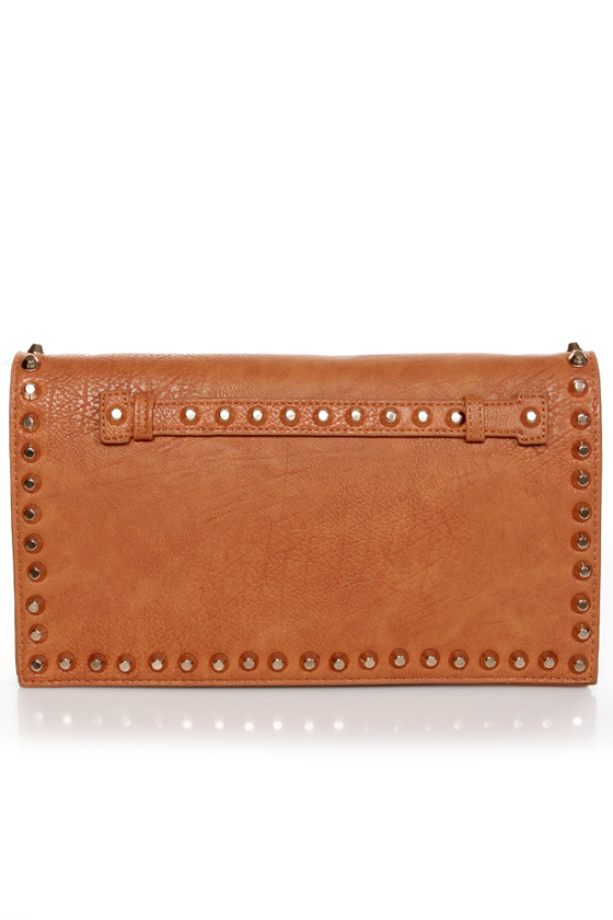 Surrounded by Studs Tan Studded Clutch