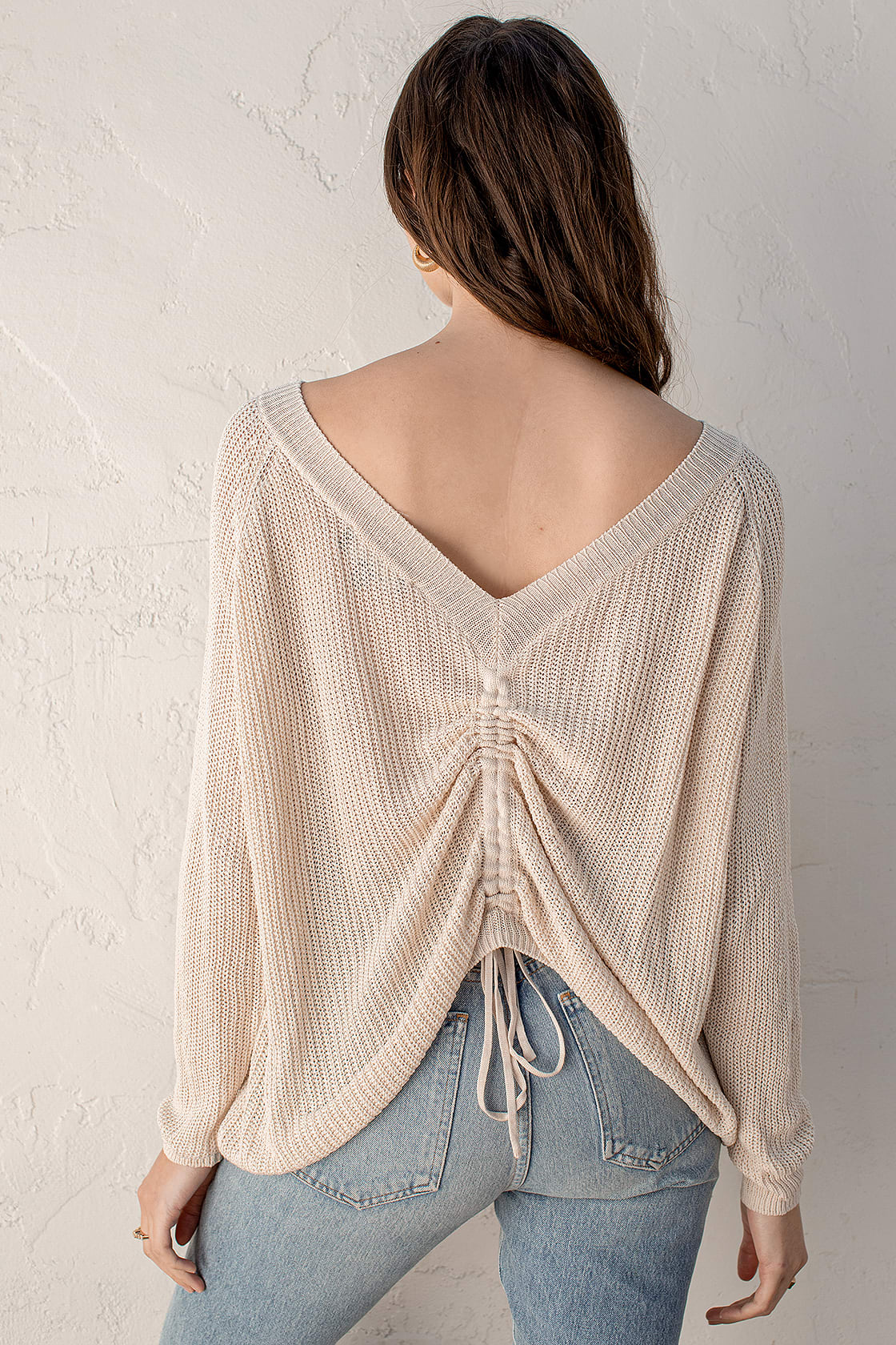 Beige Knit Sweater - Reversible Sweater Top - Cinched Sweater Top - Lulus