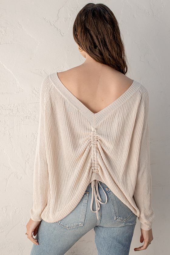 Double the Details Beige Knit Reversible Sweater Top 6