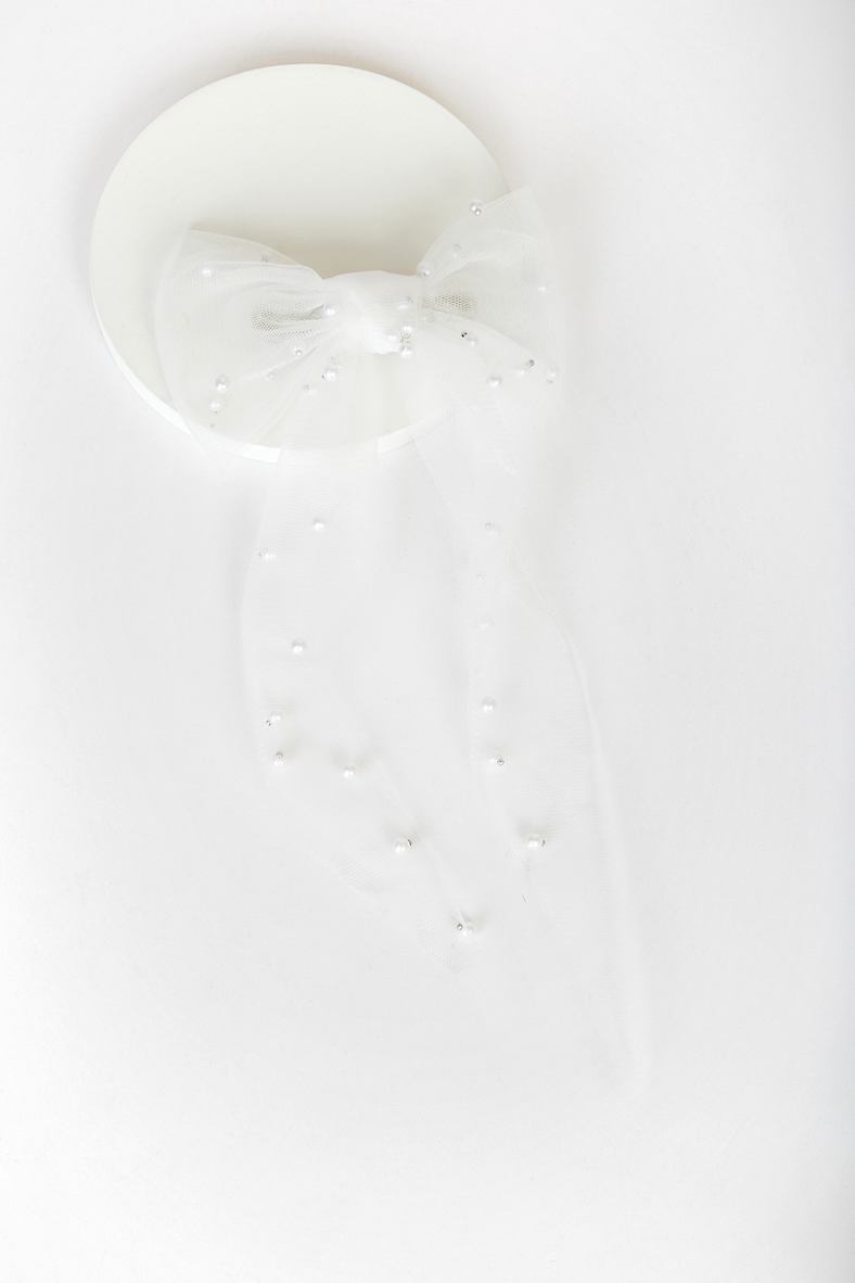 Mariella White Pearl Tulle Bow