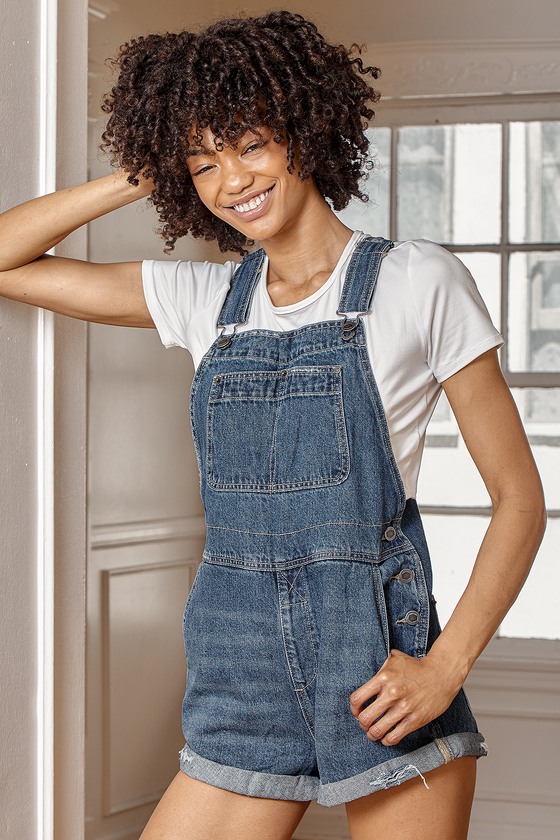 RVCA Marley Overalls - Dark Wash Denim Overalls - Shortalls - Lulus