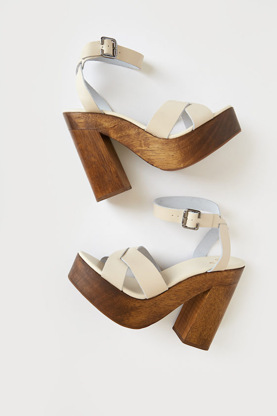 Laurel Off White Nappa Leather Platform Sandals 2