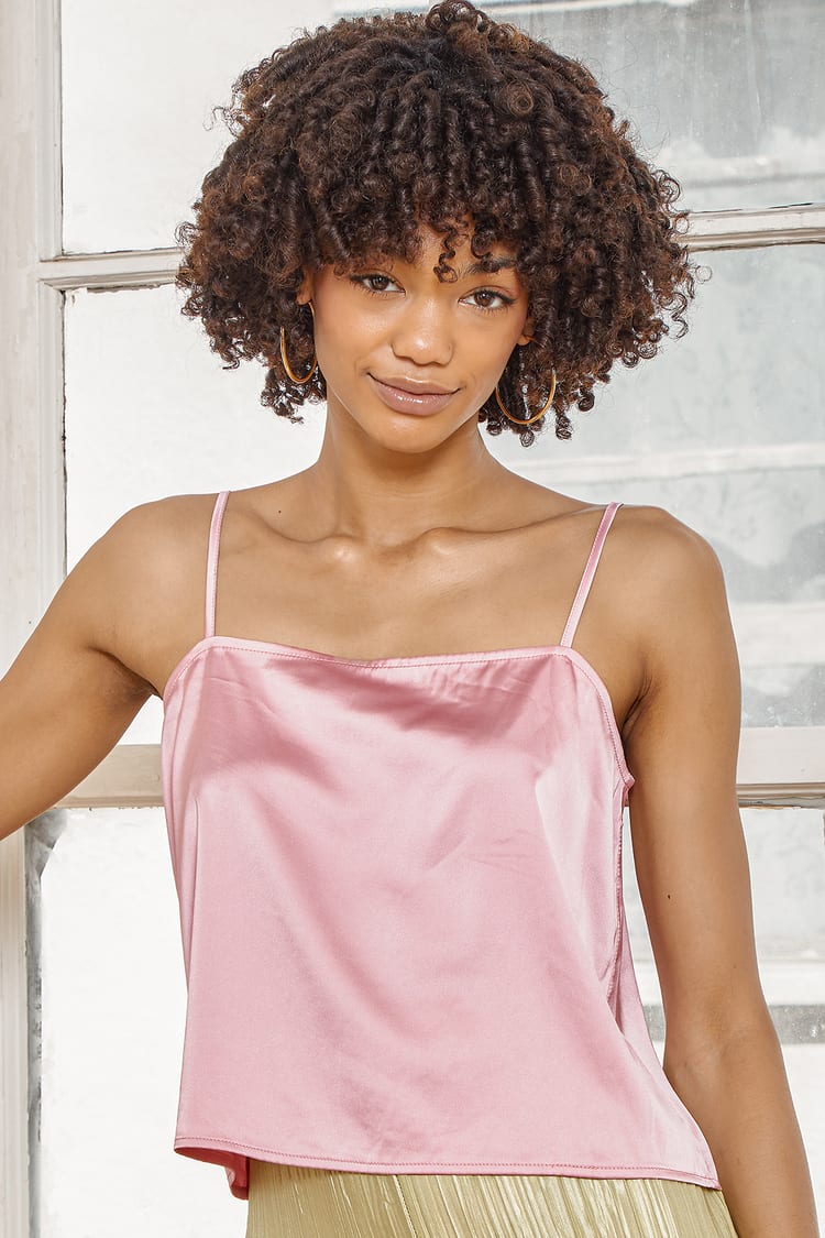 Light Pink Tank Top - Satin Tank Top - Cropped Tank Top - Lulus