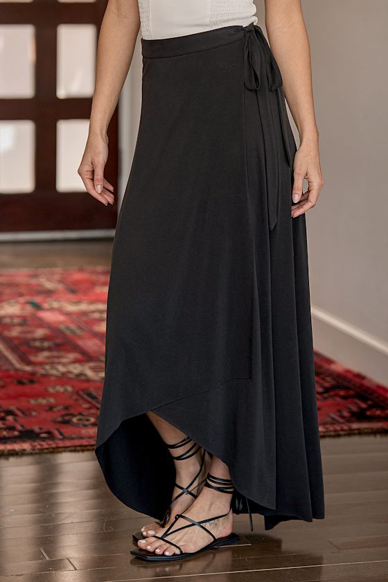 Beautiful Breeze Black High-Low Wrap Maxi Skirt 3
