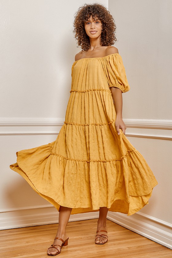 tiered maxi dress with sleeves