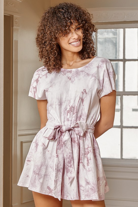 Pink Tie-Dye Romper - Short Sleeve Romper - Fluttery Romper - Lulus