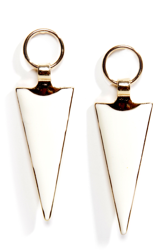 Arrowheads Up! Ivory and Gold Earrings