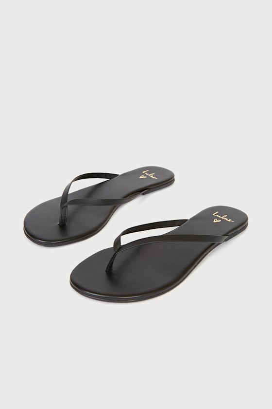 Lila Black Nappa Leather Thong Sandals 2