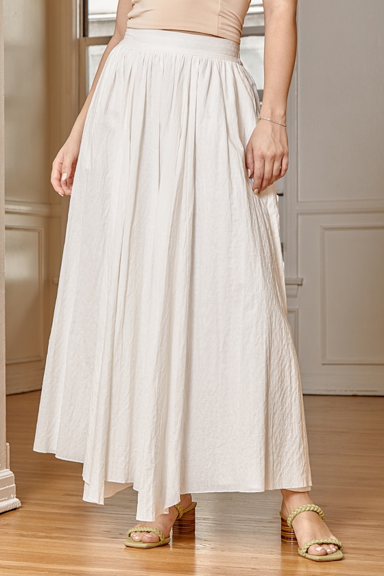 Sweet High Waist Unique Youthful White Maxi Skirt main image 1