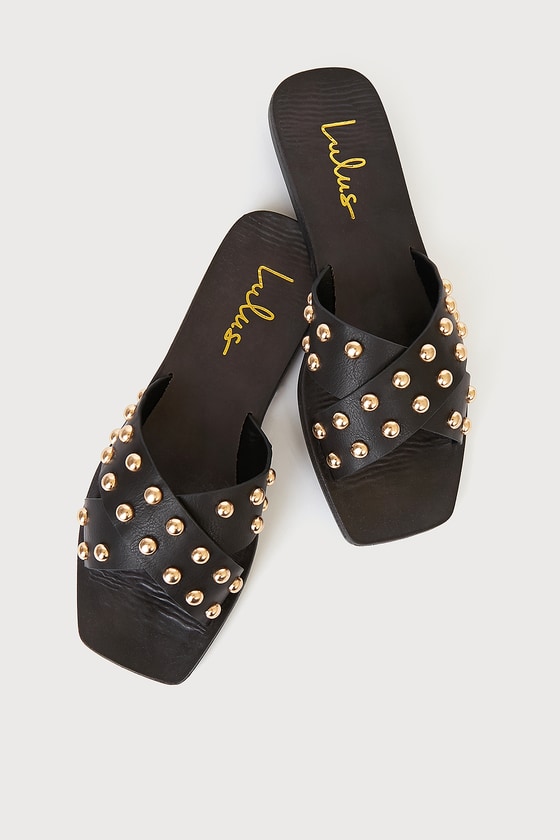 Black Sandals - Studded Sandals - Slide Sandals - Women's Sandals - Lulus
