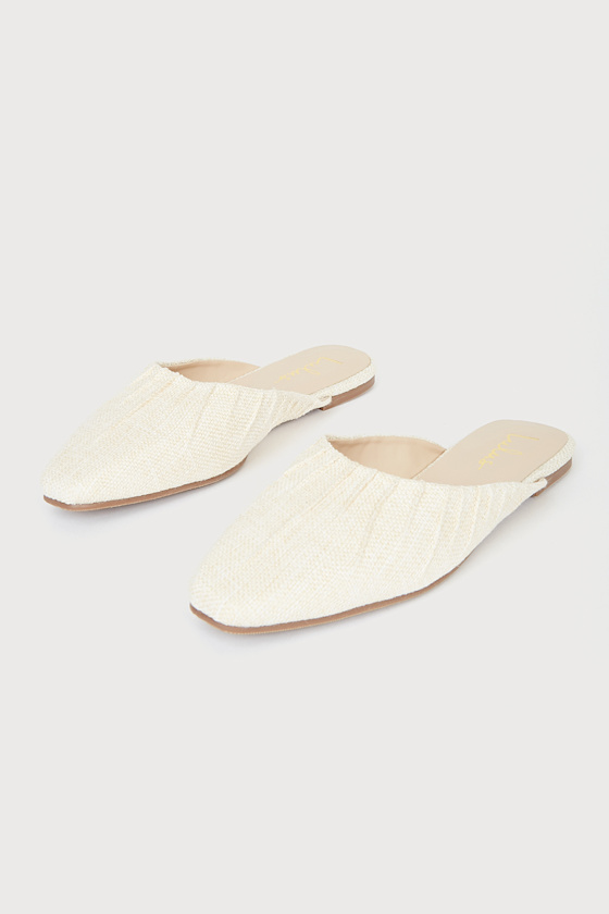 Beige Woven Mules - Square Toe Shoes - Woven Loafer Slides - Lulus
