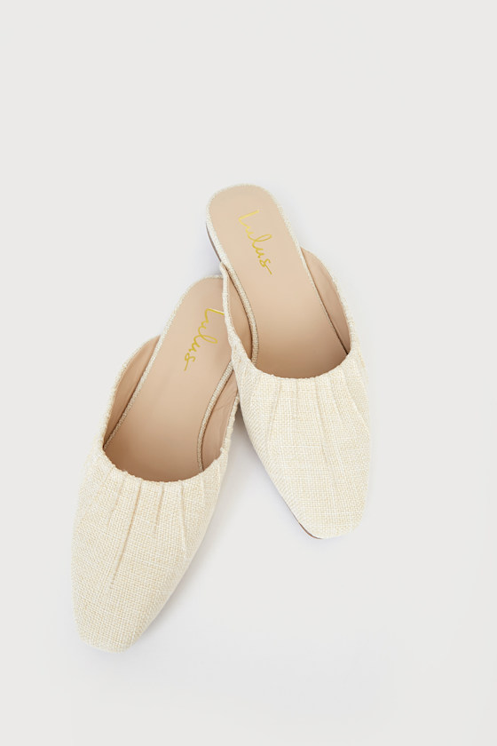 Beige Woven Mules - Square Toe Shoes - Woven Loafer Slides - Lulus