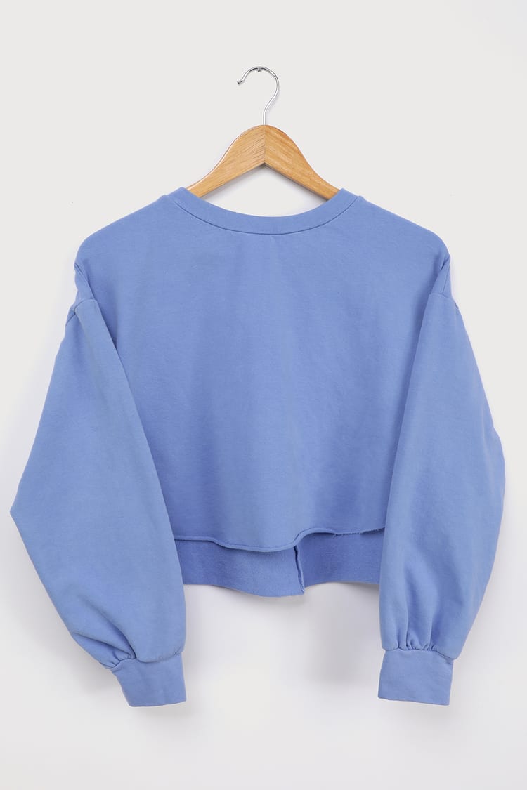 In My Vibe Periwinkle Blue Pullover Crew Neck Cropped Sweatshirt
