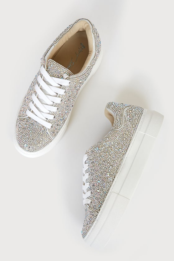 SB-Sidny Silver Rhinestone Platform Sneakers 3