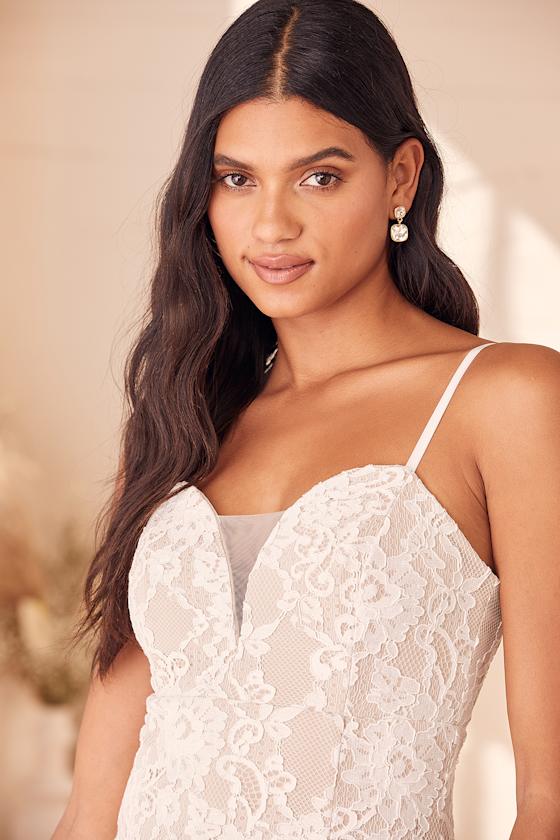 The Best is Yet to Come White Lace High-Low Midi Dress 1