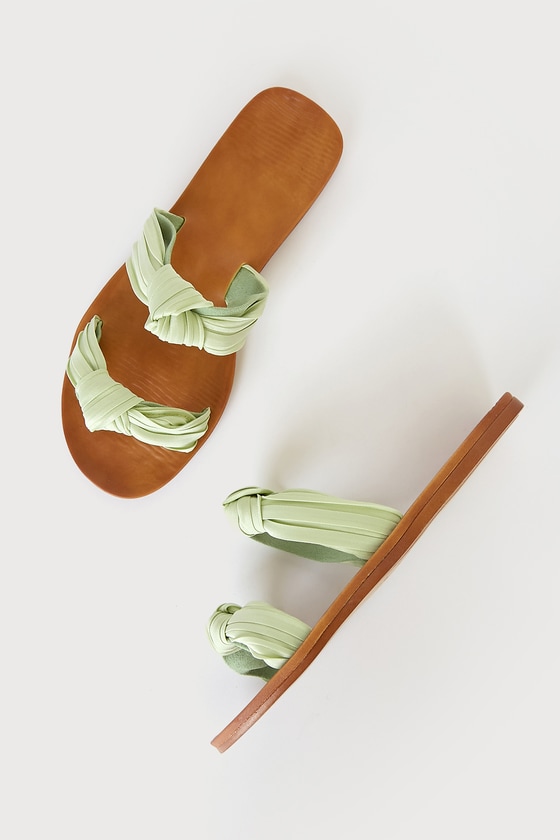 Mischa Mint Green Knotted Slide Sandals