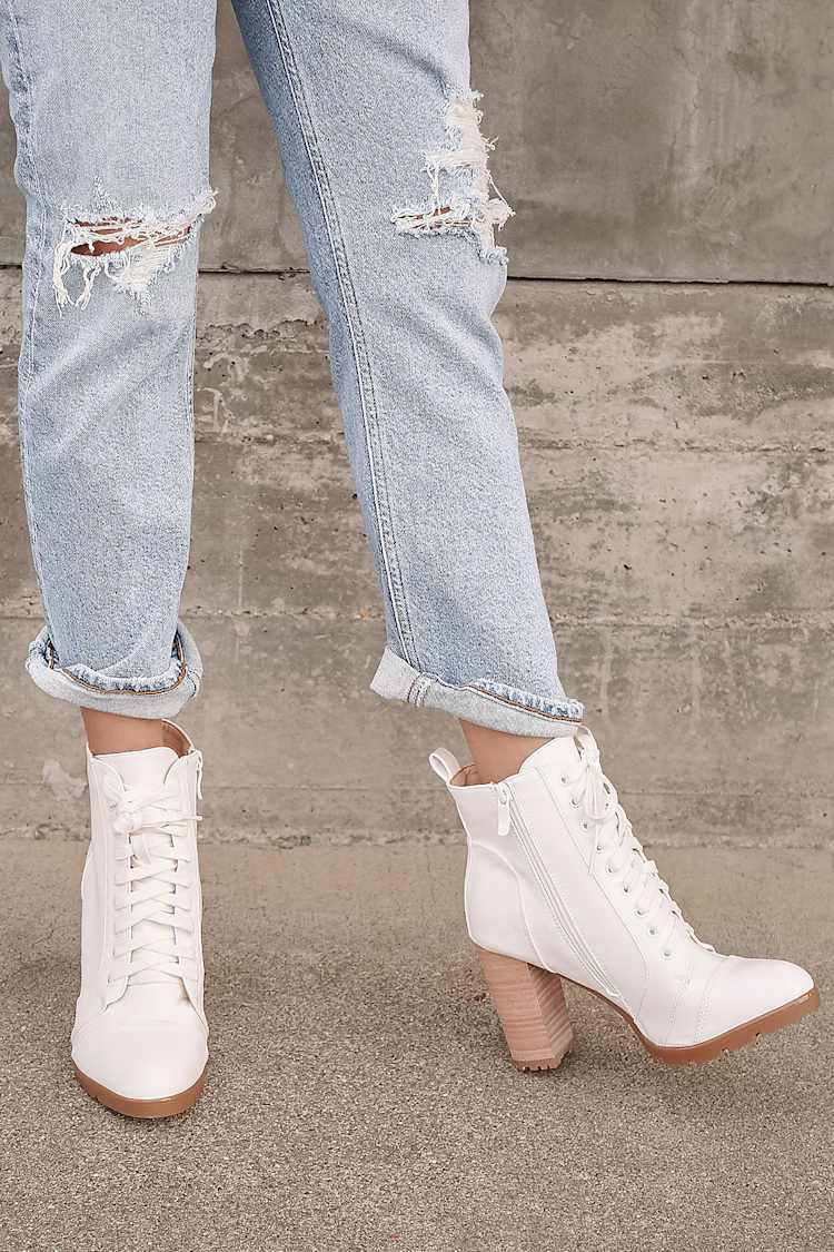 Ankle White Lace Up Boots ubicaciondepersonas.cdmx.gob.mx
