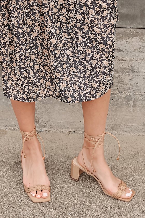 Jazey Medium Nude Lace-Up High Heel Sandals 4