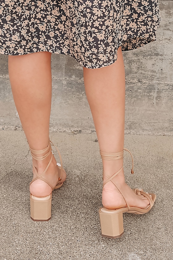 Jazey Medium Nude Lace-Up High Heel Sandals 5
