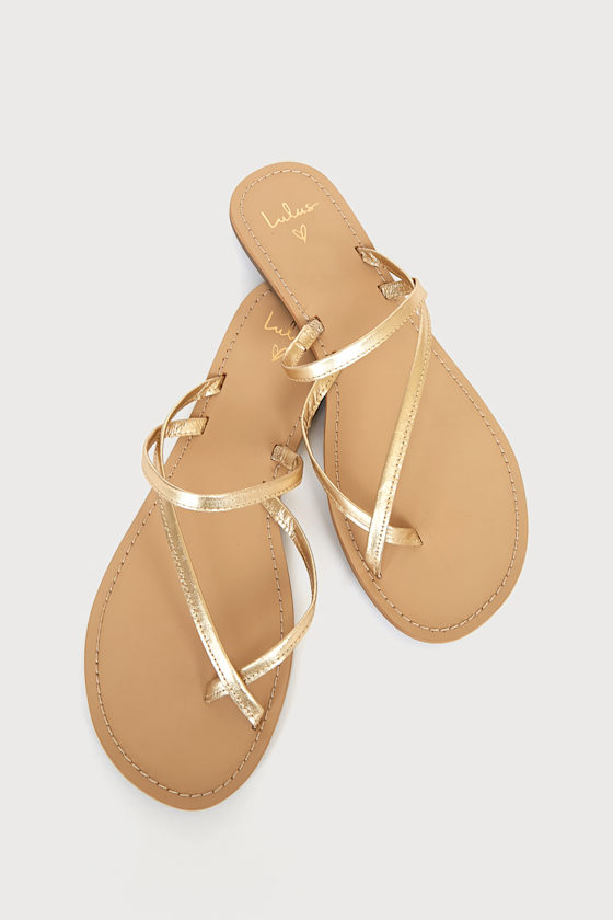 Danyella Gold Nappa Leather Strappy Sandals 1