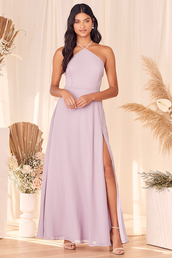 Magic in the Air Lilac Lace-Up Maxi Dress 1
