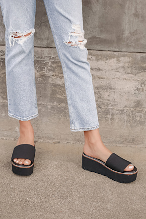 Sandals Outfit 90's Platform Flip Flops Pivot Black Platform