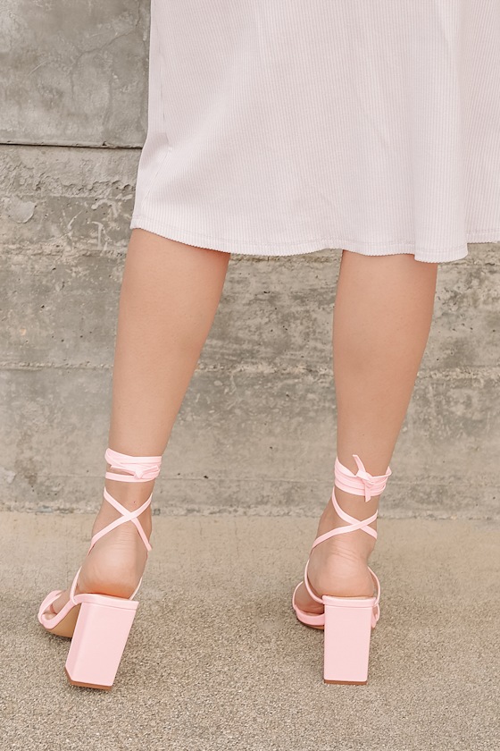Nani Pink Lace-Up High Heel Sandals 5