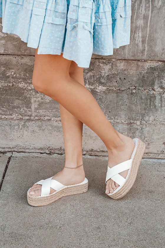 flatform espadrille sandals white