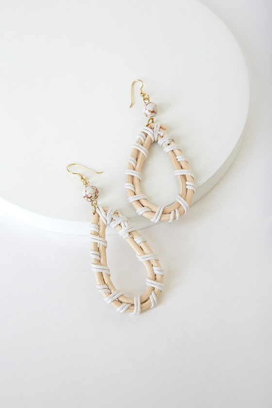 Forever Entwined Gold and Wood Teardrop Earrings 1