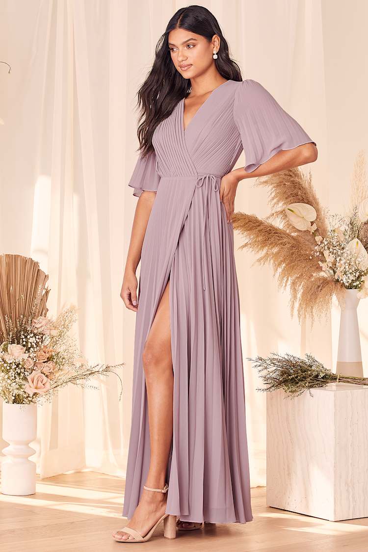 Lilac Maxi Dress - Pleated Maxi Dress - Maxi Wrap Dress - Lulus