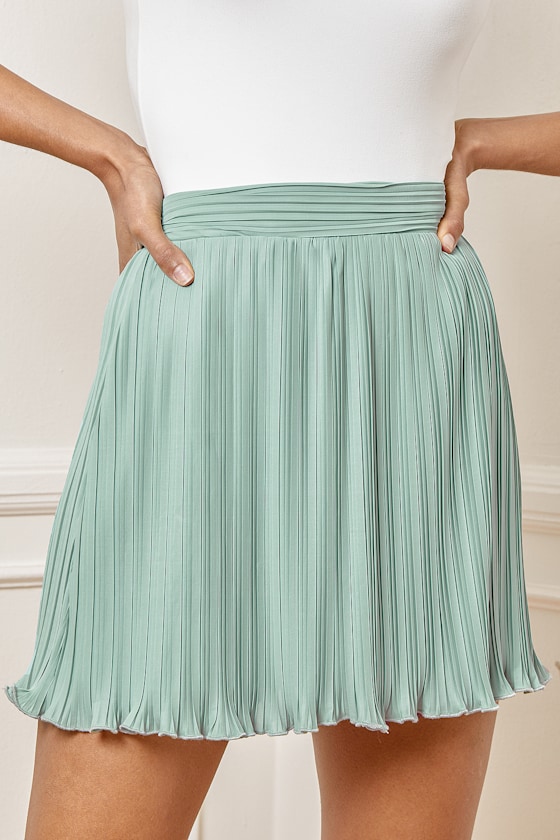 Twirl With It Sage Green Pleated Mini Skater Skirt 6
