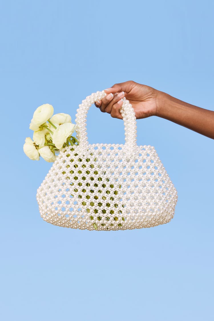 Handle My Love White Pearl Mini Handbag