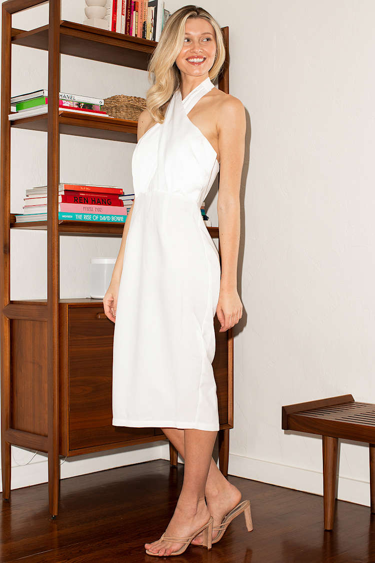 4TH & RECKLESS Hurley - White Midi Dress - Crisscross Halter Midi - Lulus