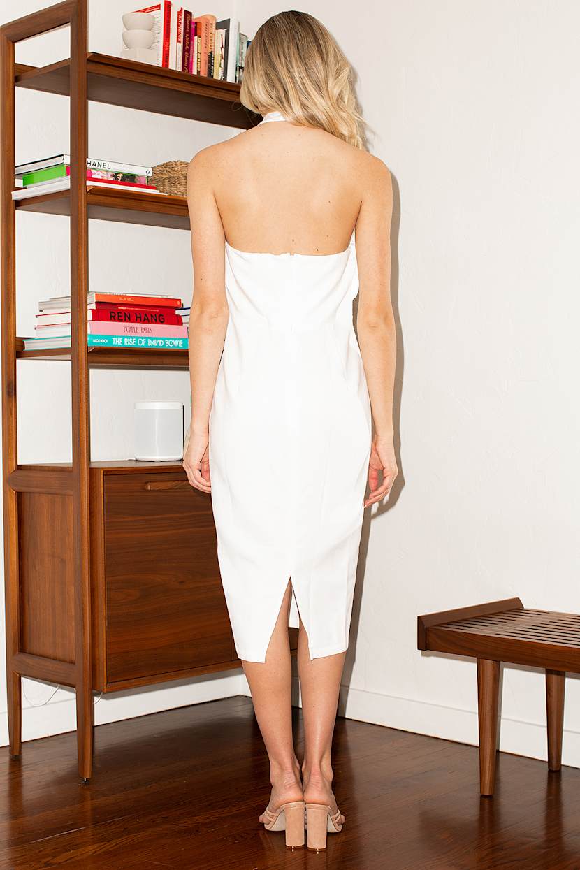 white criss cross halter dress Black Cut Out Ruched Halter Back Maxi Dress | Dress main image 1