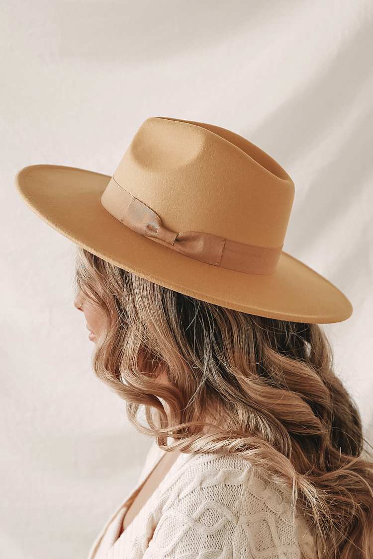 Tan Hat - Fedora Hat - Felt Hat - Panana Hat - Boho Hat - Lulus display picture 3