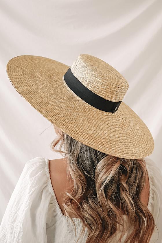 Sailing Away Beige Wide-Brimmed Boater Hat 1