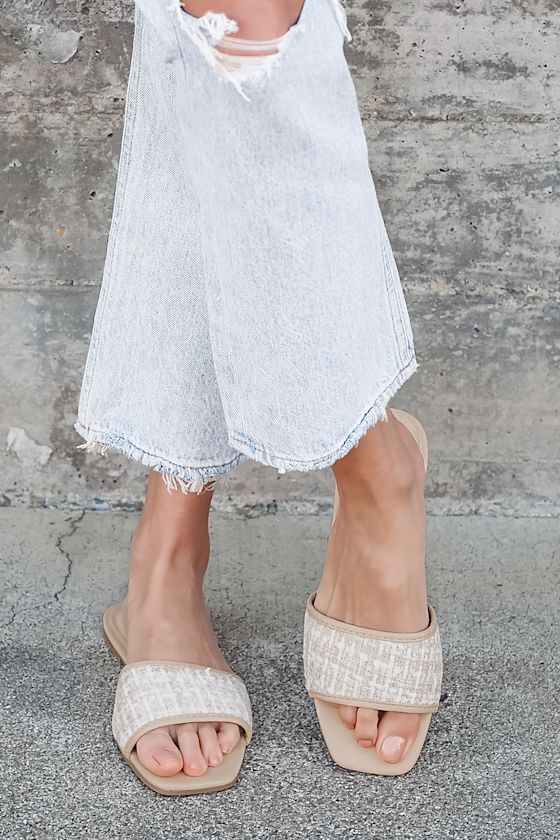 Cute Beige Sandals Woven Sandals Beige Slide Sandals Lulus
