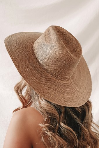 Palma Tan Wide-Brimmed Fedora Hat