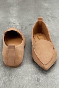 Emmy Camel Suede Pointed Loafers