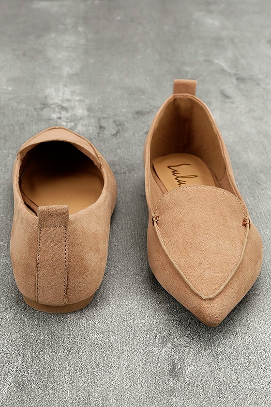 Emmy Camel Suede Pointed Loafers