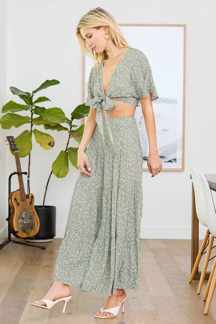 green emerald velvet dress Scalloped Lace 2 Piece Girl Dress Set in Sage 6