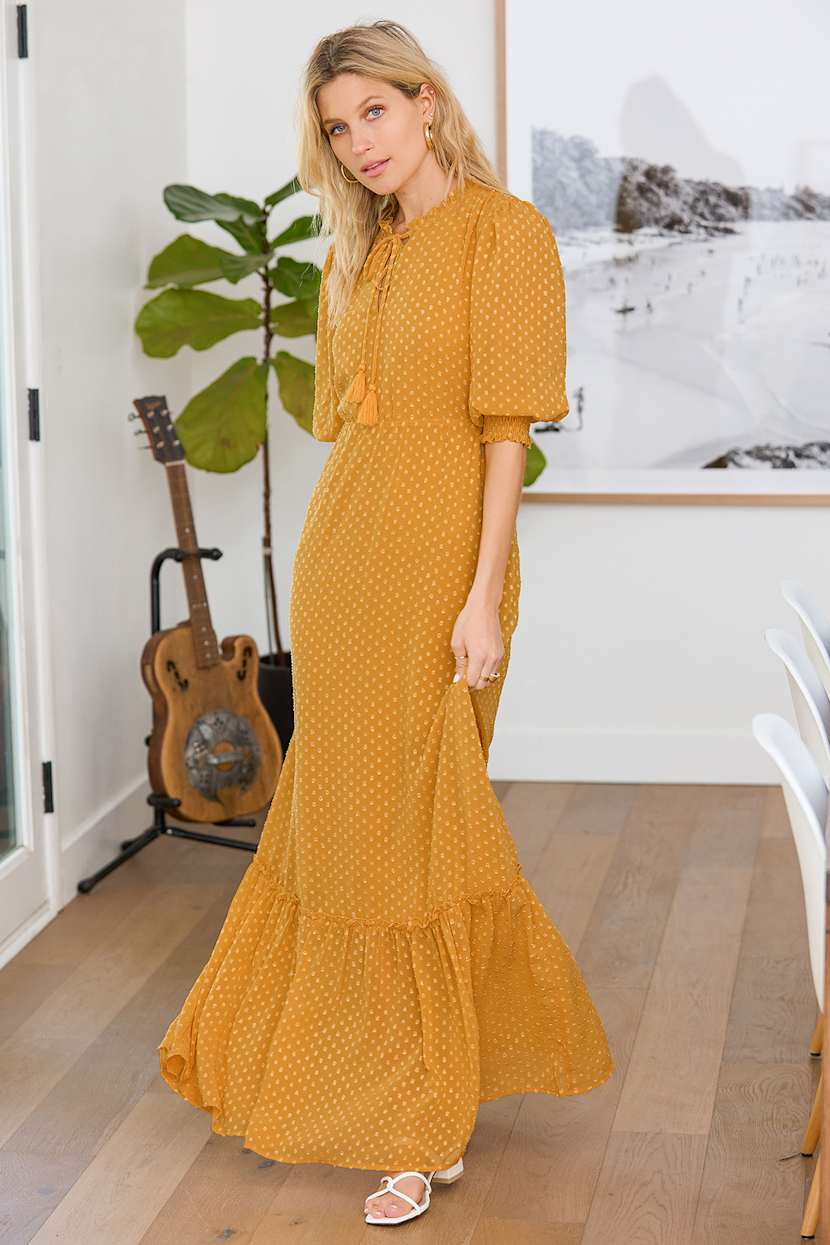 slim fit dress slacks Small Lulus Yellow Lace Knee Length Dress – Conshy Consignment main image 1